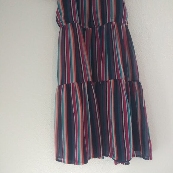 Wonder Nation Girl's size 18 navy blue multicolored  striped dress - Picture 3 of 16